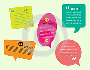 WebSet of colorful quote frames. Speech bubbles with quotation marks.