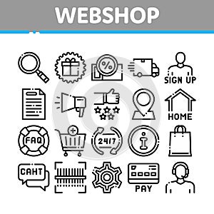 Webshop Internet Store Collection Icons Set Vector