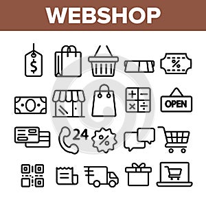 Webshop, Online Shopping Linear Vector Icons Set