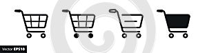 WebShopping cart icons, flat design on white background. Full and empty shopping cart