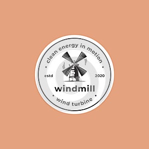 Websimple emblem of windmill logo template, retro farmhouse vintage icon vector design illustration