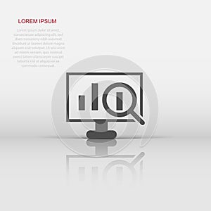 Website analytics icon in flat style. SEO data vector illustration on white isolated background. Computer diagram business concept