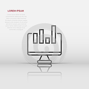 Website analytics icon in flat style. SEO data vector illustration on white isolated background. Computer diagram business concept