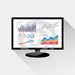 Website analytics and SEO data analysis concept. Modern graphic icon on monitor screen