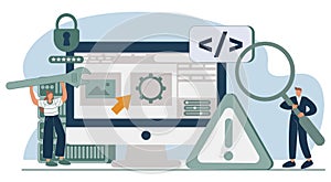 Website architecture abstract concept vector illustration set. Web development, PHP and MySql, CMS