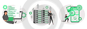 Website architecture abstract concept vector illustration set. Web development, PHP and MySql, CMS