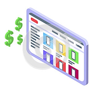 Website auction cash icon isometric vector. Online smart finance
