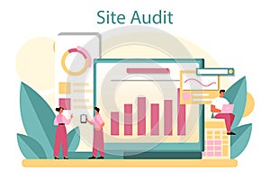 Website audit concept. Web page analysis of website's visibility in search