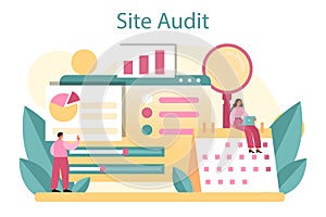 Website audit concept. Web page analysis of website's visibility in search