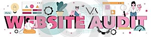 Website audit typographic header. Web page analysis, website
