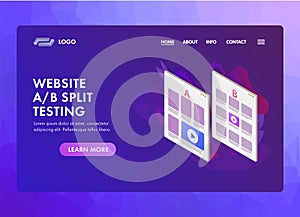 Website A-B comparison, Split test online experiment. Comparing A and B web pages with different elements