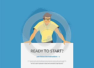 Website banner with invitation to web or mobile services