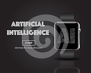 Website banner with smart watch on AI concept