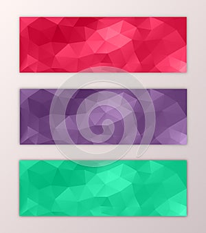 Website banner template set abstract triangle polygon colorful background design