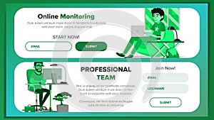 Website Banners Design Template Vector. Business Reality. Site Scheme Template. Cartoon Person. Invest Conference