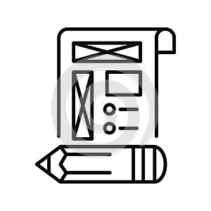 Website Blue Print Icon Black And White Illustration