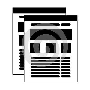 Website browser with information in page symbol in black and white