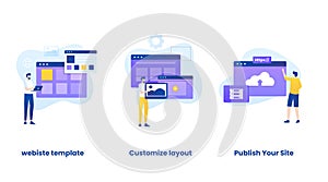 Website builder concept vector illustration set