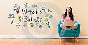 Website builder with woman using a laptop