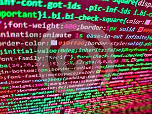 Website codes on computer monitor. Code background. Software developer programming code on computer monitor. Coding css on