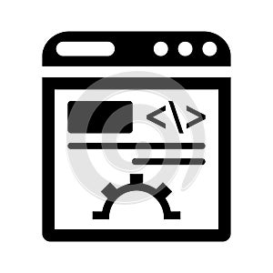 Website, coding, development icon. Black vector graphics