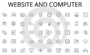 Website and computer line icons collection. Algorithm, Binary, Cloud, Debug, Encryption, Firewall, GUI vector and linear