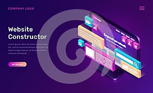 Website constructor isometric concept