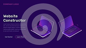 Website constructor isometric concept