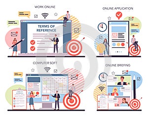 Website creation online service or platform set. Process of website