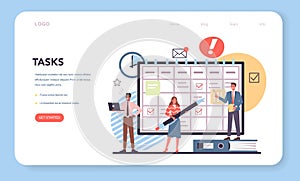 Website creation web banner or landing page. Process of website development