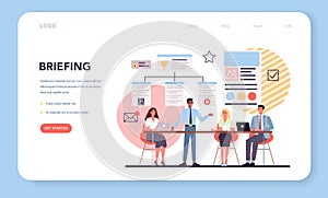 Website creation web banner or landing page. Process of website development