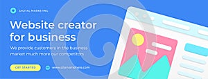 Website creator for business internet content development social media banner 3d icon vector