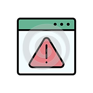 Website cyber attack alert icon. Simple color with outline vector elements of hacks icons for ui and ux, website or mobile