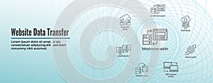 Website Data Transfer Icon Set and Web Header Banner
