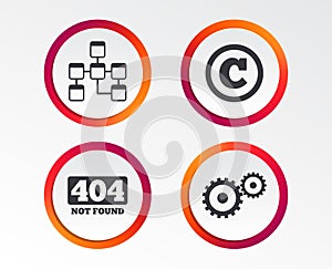 Website database icon. Copyrights and repair.