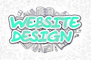 Website Design - Cartoon Green Text. Business Concept.