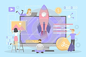 Website design and development horizontal banner set.