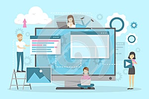 Website design and development horizontal banner set.