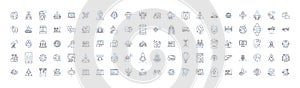 Website design line icons collection. Typography, Layout, Navigation, Responsive, Usability, Color, Accessibility vector photo