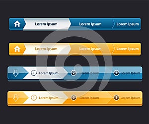 Website design menu navigation elements with icons set Navigation menu bars