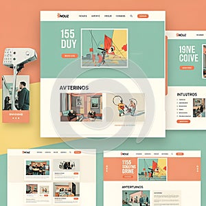 Website Design Mockup with Illustrations