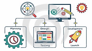 Website design process infographic planning design and development guide Generative AI