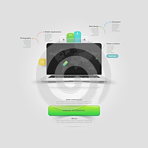 Website design template elements: Mock-up Vcard te