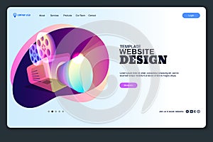 Website design template. Landing mobile web page layout. Vector media business concept, creative background