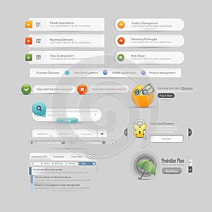 Website design template menu elements with icons