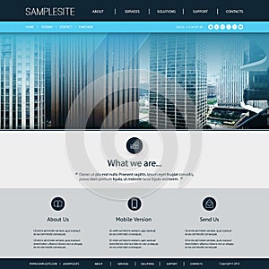 Website Design Template for Your Business with City Skyline Image Background