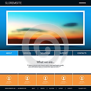 Website Design Template for Your Business with Sunset Sky Image Background - Dusk, Clouds, Sunlight