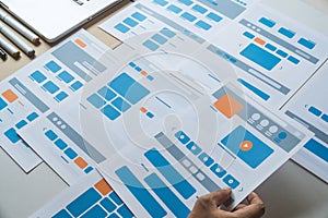Website designer Creative planning application developer development draft sketch drawing template layout prototype framework