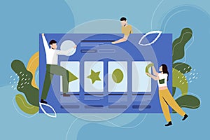 Website development abstract concept with cartoon developers