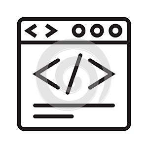 Website development coding / HTML coding line art vector icon